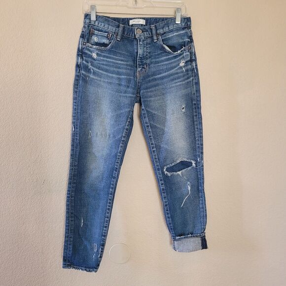 MOUSSY VINTAGE Lenwood Distressed Mid Rise Skinny Jeans Size 27 Japan Selvedge - Picture 1 of 9
